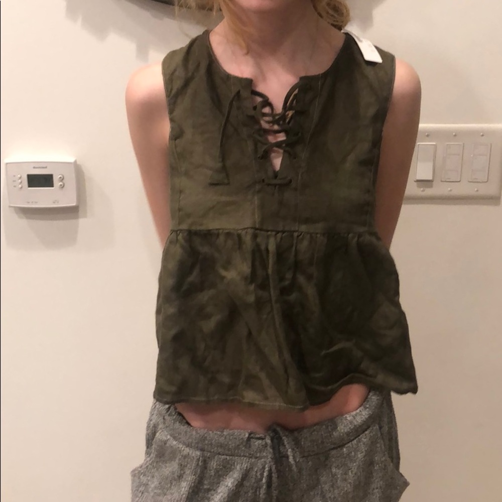 Jcrew babydoll green shirt